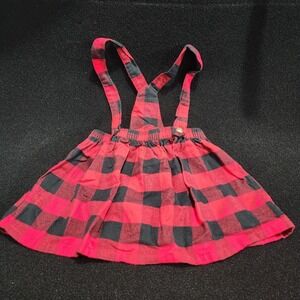 Carters‎ Toddler Girls 2T Red Black Buffalo Plaid Overall Dress Skirt Outfit